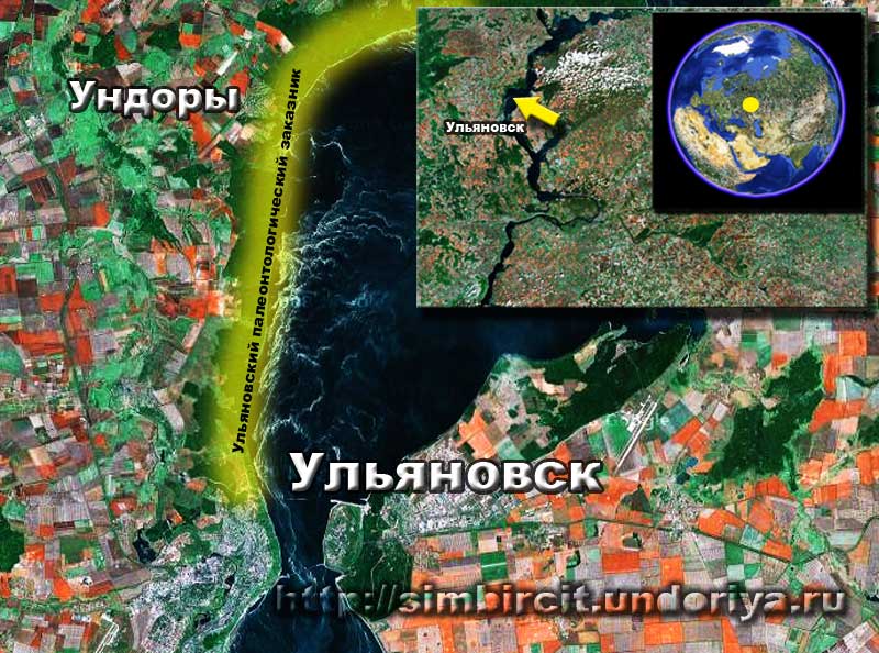 Карта "Единственное в мире местонахождение симбирцита на севере Ульяновской области"